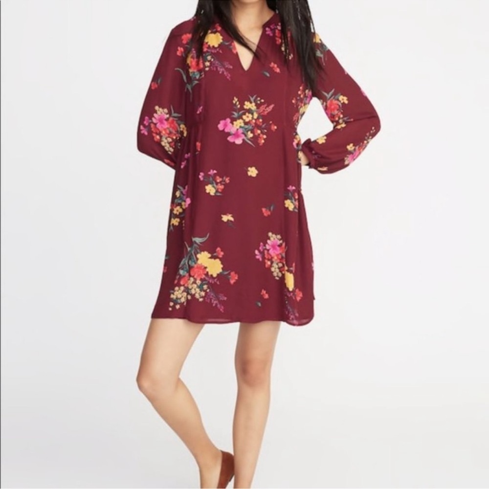 Old Navy Maroon Floral Top